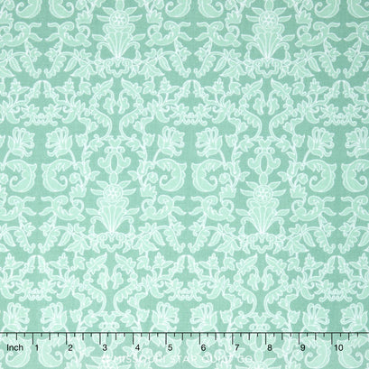 Into the Garden - Garden Damask Teal Yardage
