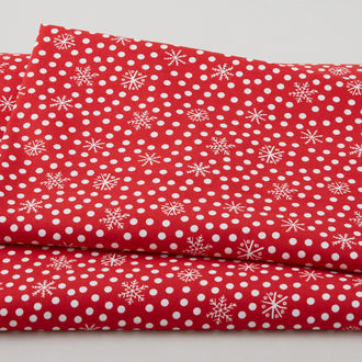 Bundle Up - Snowflakes & Dots Red 2 Yard Cut