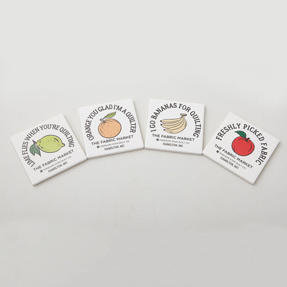 Missouri Star Punny Produce Absorbent Stone Coaster Set