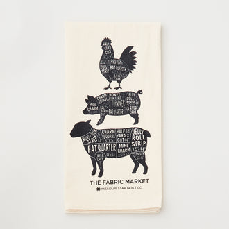 Missouri Star Stacked Animal Fabric Cuts Natural Canvas Tea Towel