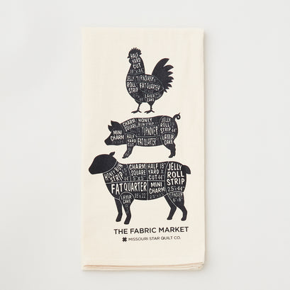 Missouri Star Stacked Animal Fabric Cuts Natural Canvas Tea Towel