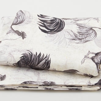 Proud Rooster - Roosters All Over Ivory/Black 3 Yard Cut