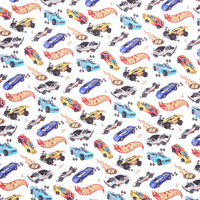 Made to Race - Car Race White Yardage