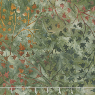 Artisan Batiks - Cornucopia 9 Branches Leaves Olive Yardage