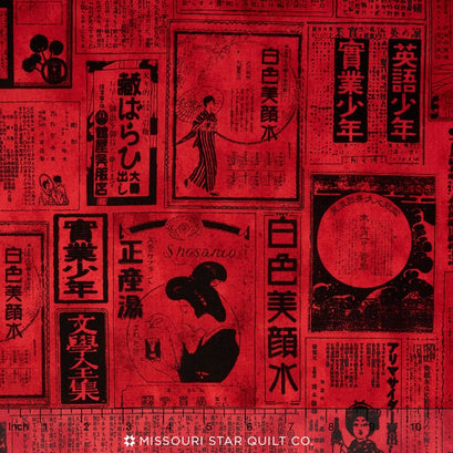 Imperial Collection - Crimson Newspaper Crimson Yardage