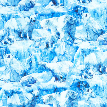 Illuminations - Packed Polar Bears Blue Yardage