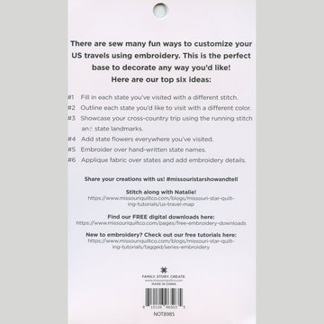 United States (U.S. , US) Embroidery Map + Missouri Star Peel & Stitch Alternative View #3