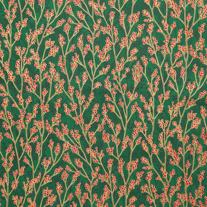 Holiday Flourish - Festive Finery - Spearmint ColorstoryBerries Pine Yardage Primary Image