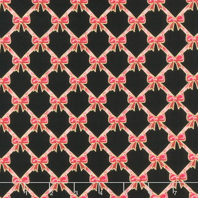 Holiday Flourish - Festive Finery Ribbons Black Metallic Yardage