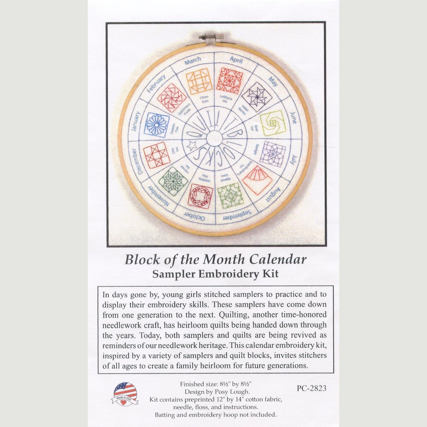 Quilt Blocks Calendar Embroidery Kit Alternative View #3