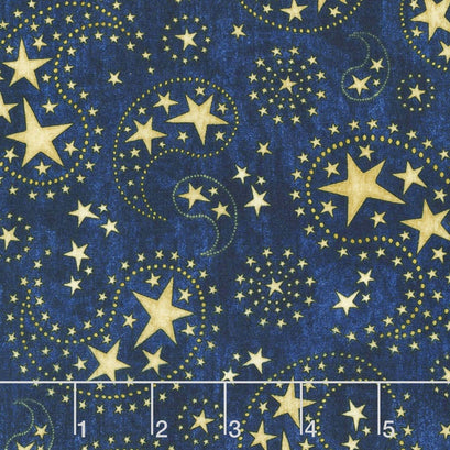 Stars and Stripes Forever - Star Paisley Dark Denim Yardage