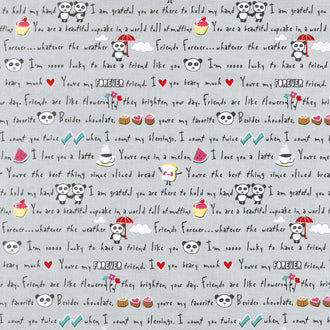 Panda Love - Words Gray Yardage