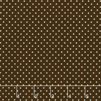 Swiss Dot - White Swiss Dot on Brown Yardage