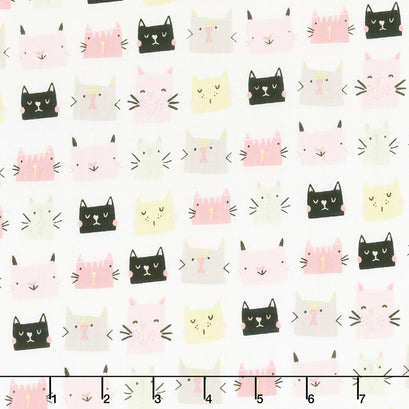 Meow and Forever - Cat Heads White Yardage