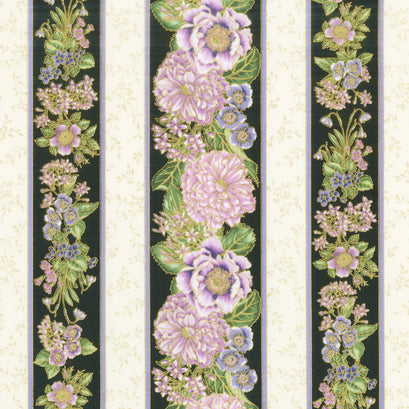 Avery Hill - Blossom Flowers Lavender Metallic Yardage