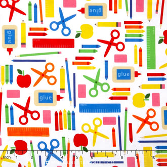 Back to School 2 - Supplies White Yardage