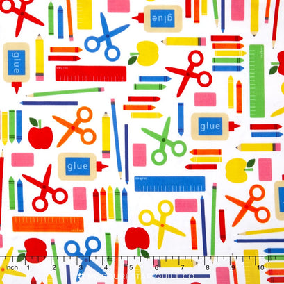 Back to School 2 - Supplies White Yardage