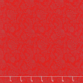 Garden Redwork - Elegant Floral Scarlet Yardage