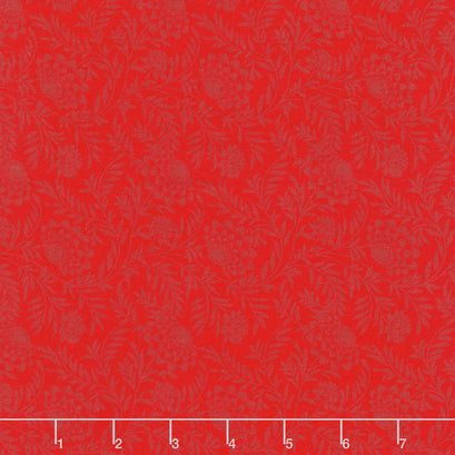 Garden Redwork - Elegant Floral Scarlet Yardage