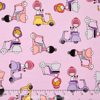 Oui Oui Paris - City Girls & Their Cars Bright Yardage