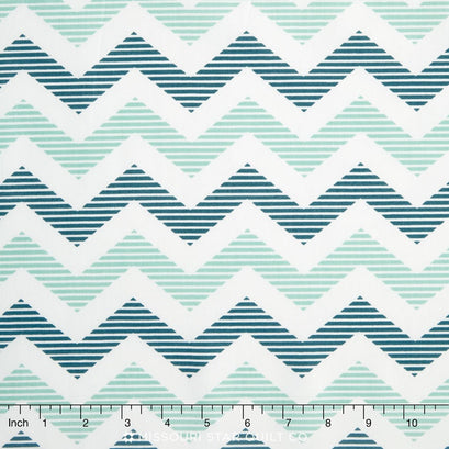 School Days - Chevron Blue Yardage