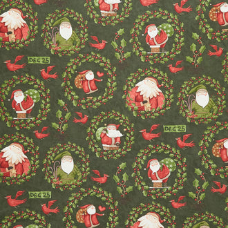 Up on the Housetop - Santa Holly Green Yardage