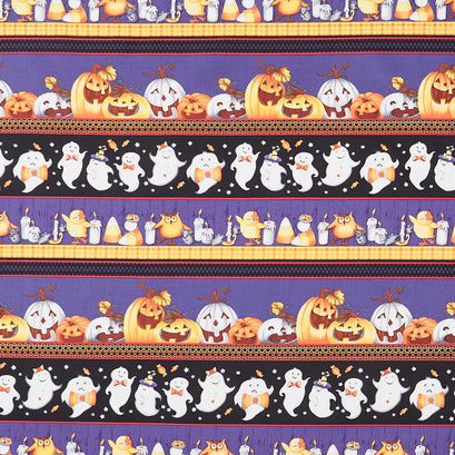 Boo Whoo - Border Stripe Purple Black Glow Yardage