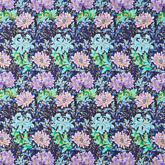 Luminous - Medium packed Floral Black Metallic Yardage