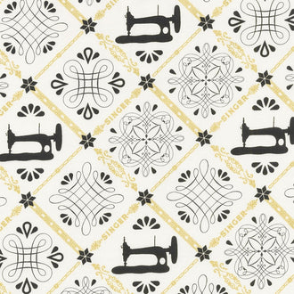 Sewing with Singer - Lattice Ivory Metallic Yardage