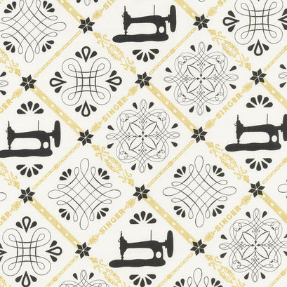 Sewing with Singer - Lattice Ivory Metallic Yardage