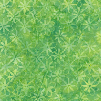 Reflections Batiks - Geo Flower Green Yardage