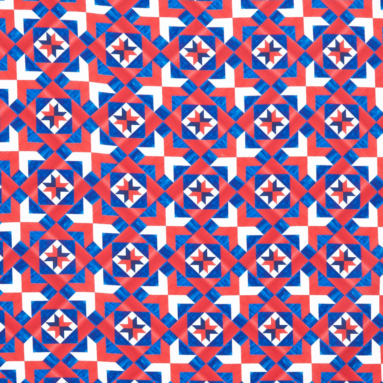 Faith, Family, Freedom - Patriotic Geo Patchwork Cheater Multi Yardage Primary Image