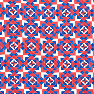 Faith, Family, Freedom - Patriotic Geo Patchwork Cheater Multi Yardage