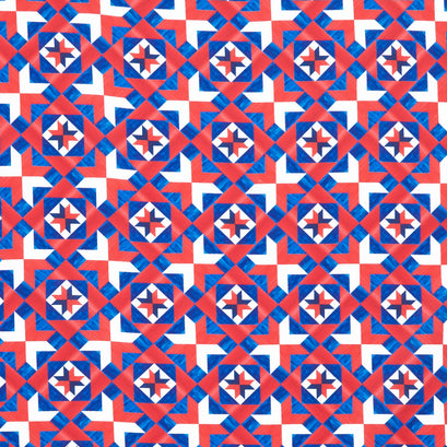 Faith, Family, Freedom - Patriotic Geo Patchwork Cheater Multi Yardage