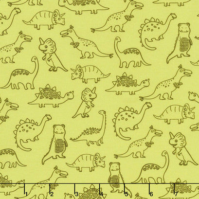 Dinoroar - Outline Dinosaurs Green Yardage