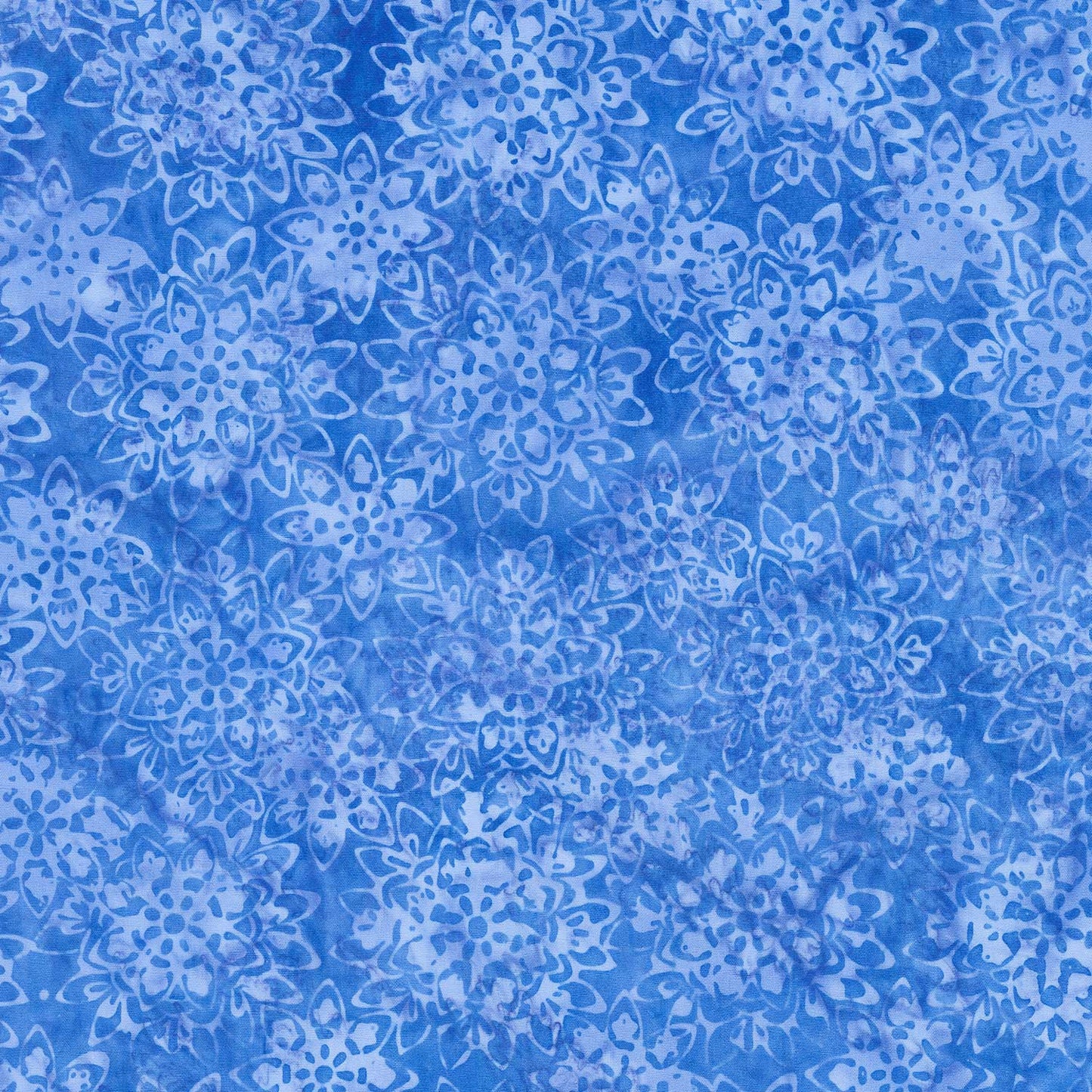 Reflections Batiks - Mosaic Flower Blue Yardage
