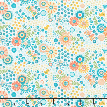 Welcome To Quilt Town - Packed Floral White Yardage