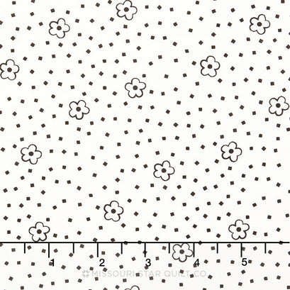 Playing with Shadows - Flowers Squares Black Yardage