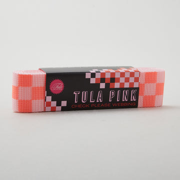 Tula Pink Check Please 1-1/2" Webbing - Lunar Pink/Orange - 3 Yard Pack