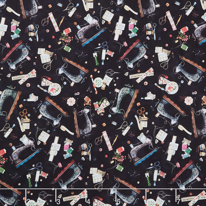 Make it Sew - Sewing Machines Black Yardage