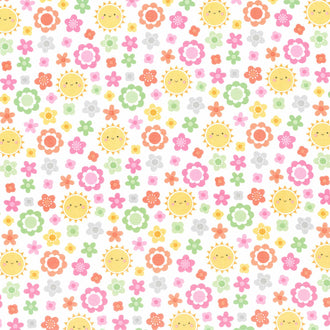 Bundle of Joy - Blossoms White Yardage