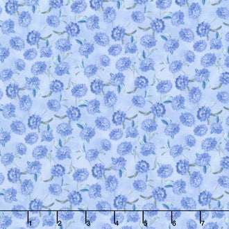 Morning Blooms - Small Floral Toss Blue Yardage