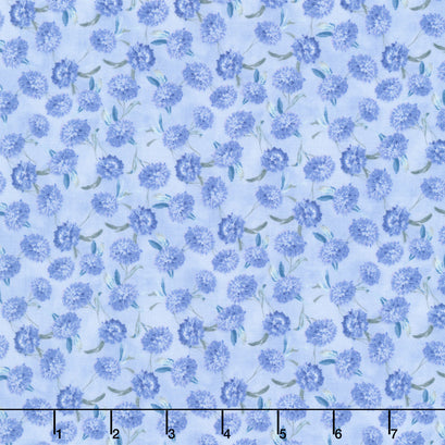Morning Blooms - Small Floral Toss Blue Yardage