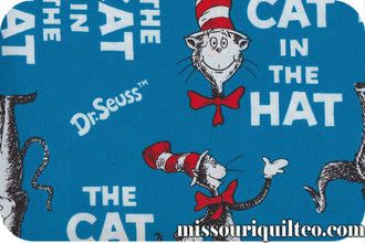 The Cat in The Hat Celebration in Blue from Robert Kaufman Fabrics