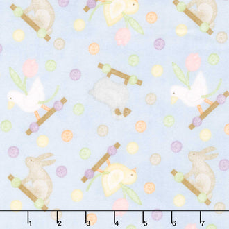 Little Chicks - Pull Toys Blue Flannel Yardage