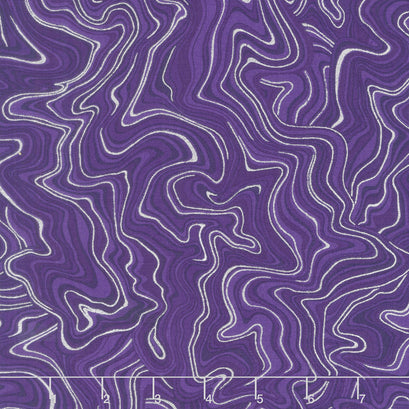 Holiday Flourish 11 - Peacock Marble Purple Metallic Yardage