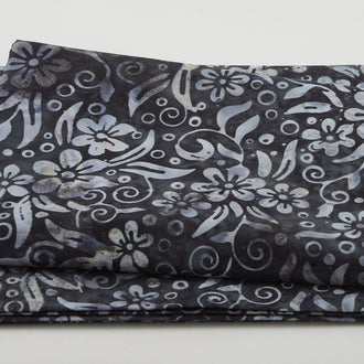 Java Batiks - Leafy Vines Black/Grey 2 Yard Cut