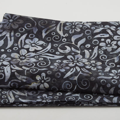 Java Batiks - Leafy Vines Black/Grey 2 Yard Cut