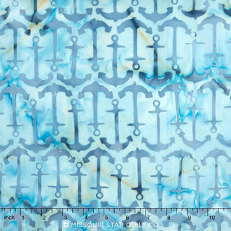 Tonga Batiks - Oceana Anchors Turquoise Yardage