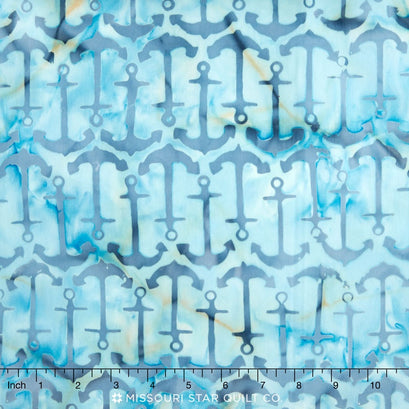 Tonga Batiks - Oceana Anchors Turquoise Yardage